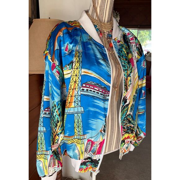 Vintage Bomber Jacket, Paris Scene, Jaqueline Ferar - Picture 5 of 12